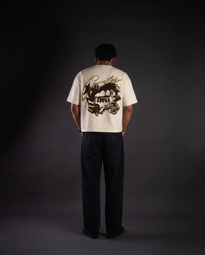 Dirty Gamble Graphic Boxy Fit T-Shirt | 240 GSM French Terry Off-White Graphic Tee