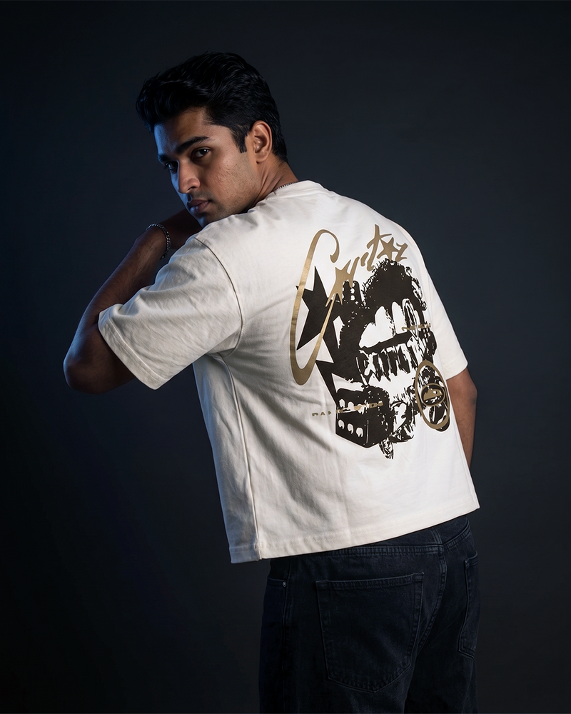 Dirty Gamble Boxy Fit T-Shirt | 240 GSM French Terry Off-White Graphic Tee