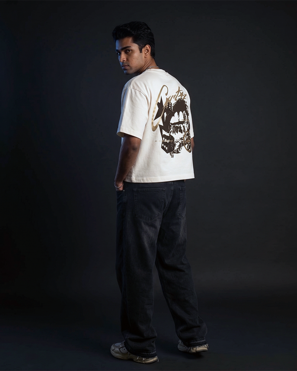 Dirty Gamble Boxy Fit T-Shirt | 240 GSM French Terry Off-White Graphic Tee