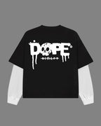 Dope Mode Oversized Tee | 240 GSM French Terry Cotton Black with White Sleeves