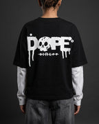 Dope Mode Oversized Tee | 240 GSM French Terry Cotton Black with White Sleeves