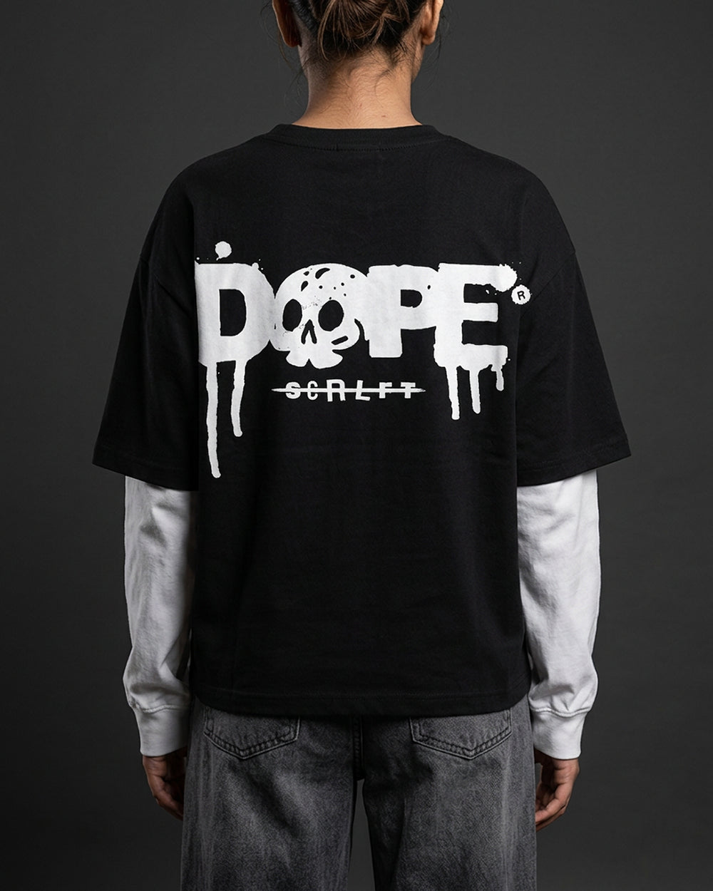 Dope Mode Oversized Tee | 240 GSM French Terry Cotton Black with White Sleeves