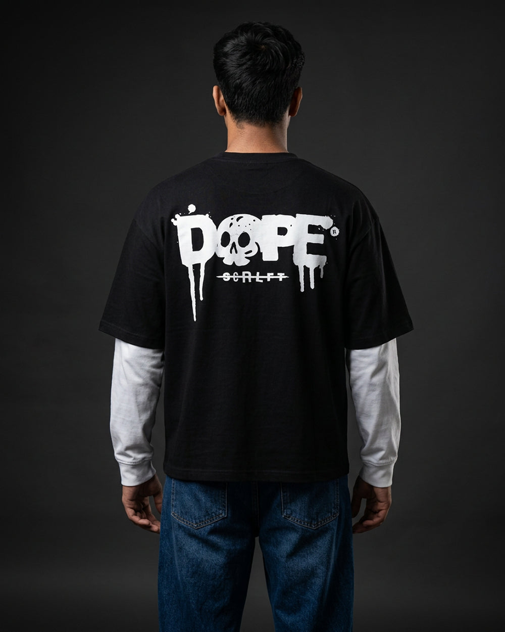Dope Mode Oversized Tee | 240 GSM French Terry Cotton Black with White Sleeves