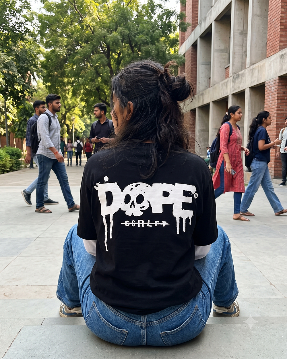 Dope Mode Oversized Tee | 240 GSM French Terry Cotton Black with White Sleeves