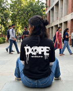 Dope Mode Oversized Tee | 240 GSM French Terry Cotton Black with White Sleeves
