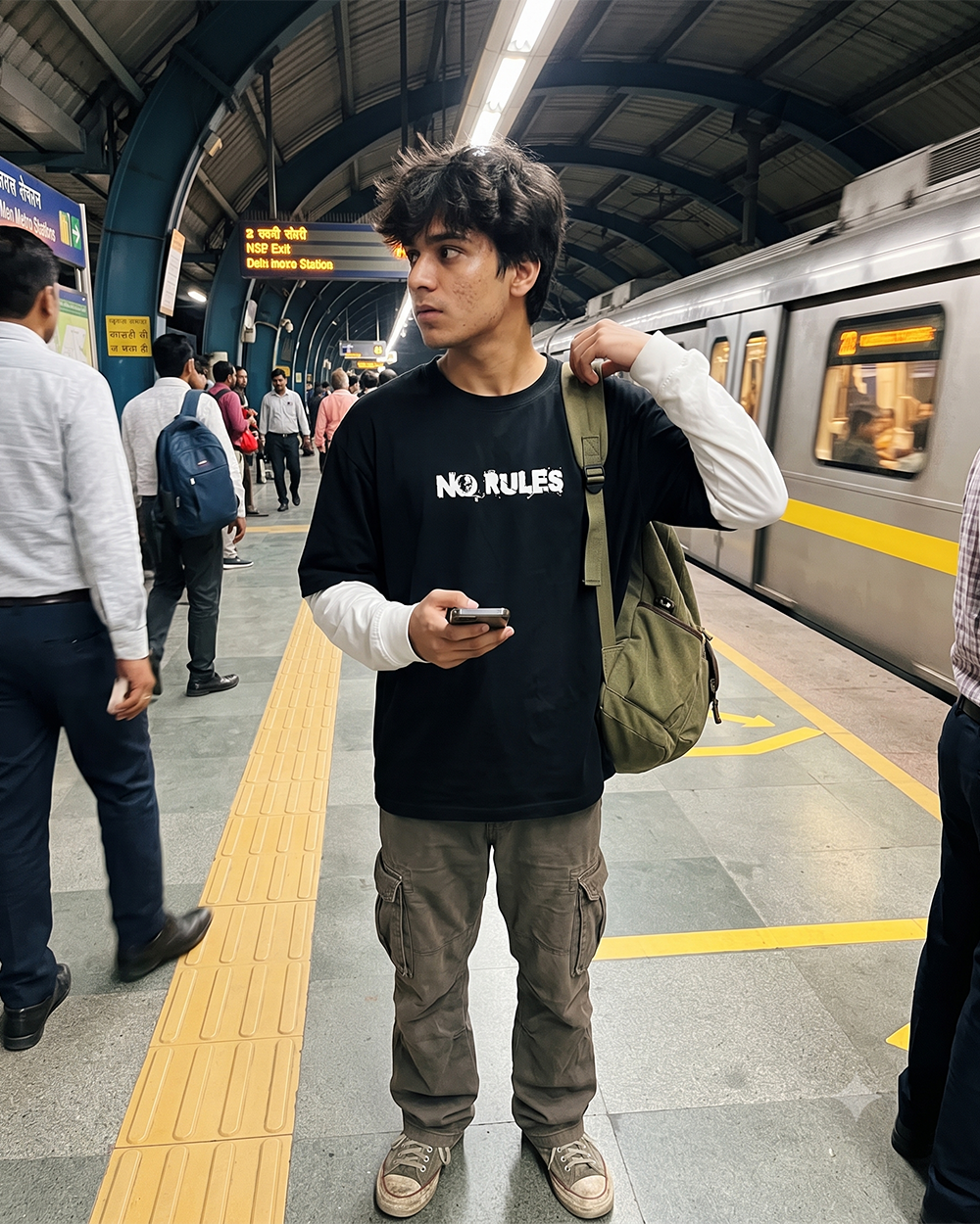 Dope Mode Oversized Tee | 240 GSM French Terry Cotton Black with White Sleeves