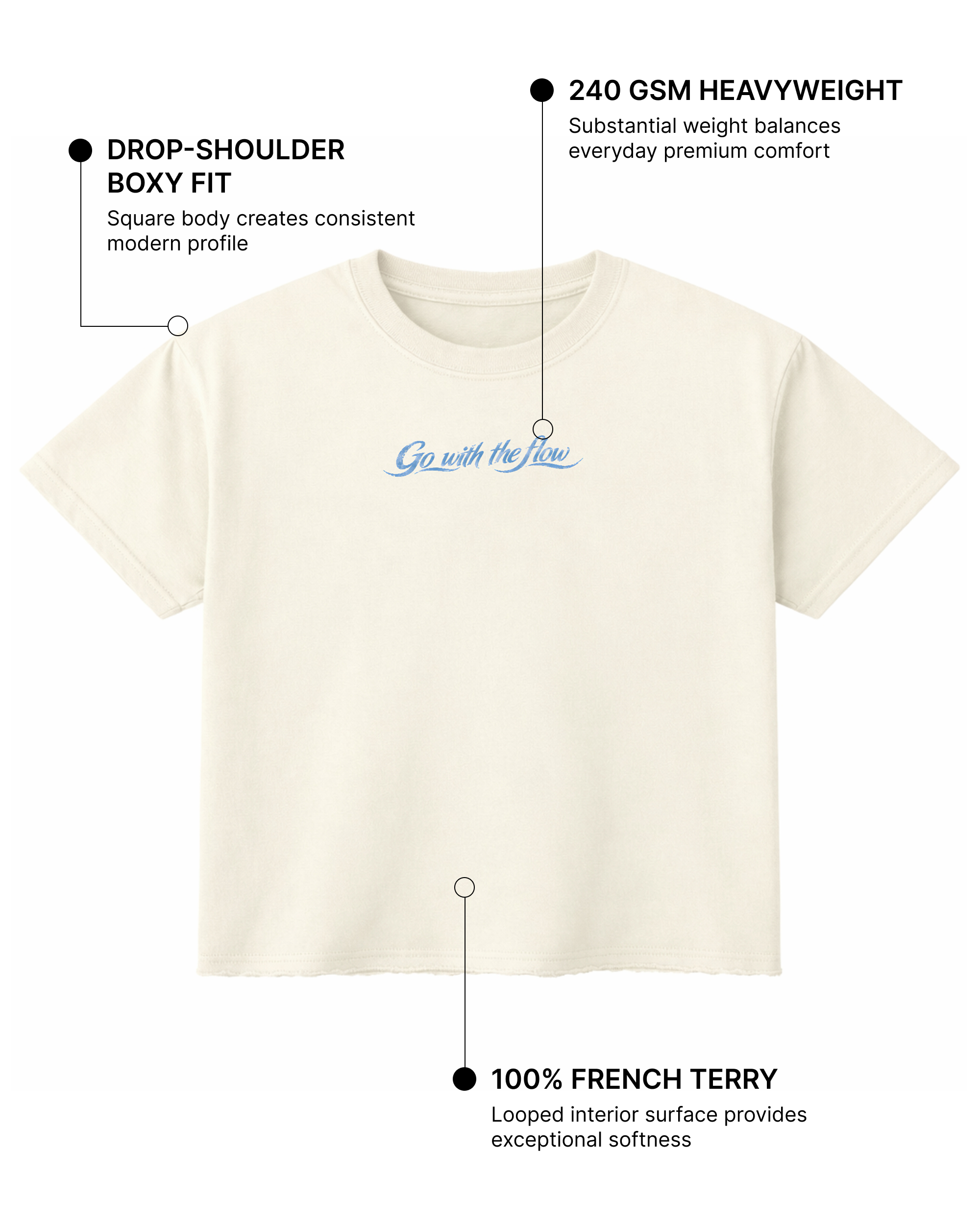 Flowstate Boxy Fit T-Shirt | 240 GSM French Terry Off-White Graphic Tee