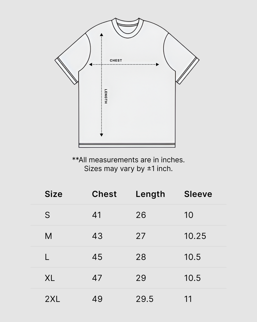 Tied With Sweetness Baby Pink Oversized Tee | 240 GSM French Terry Cotton Graphic Tee Size Chart
