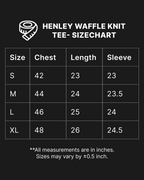 Black Henley Waffle Knit T-Shirt | 240 GSM Waffle Knit Cotton Henley Tee