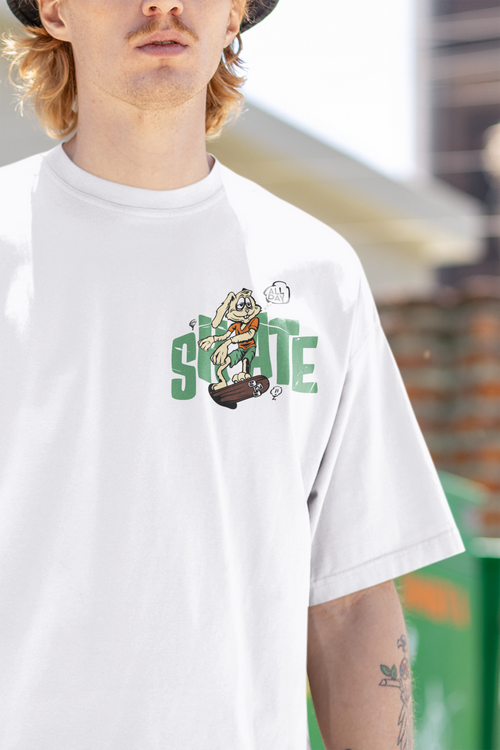 All-Day Skate Monkey Oversized White T-Shirt
