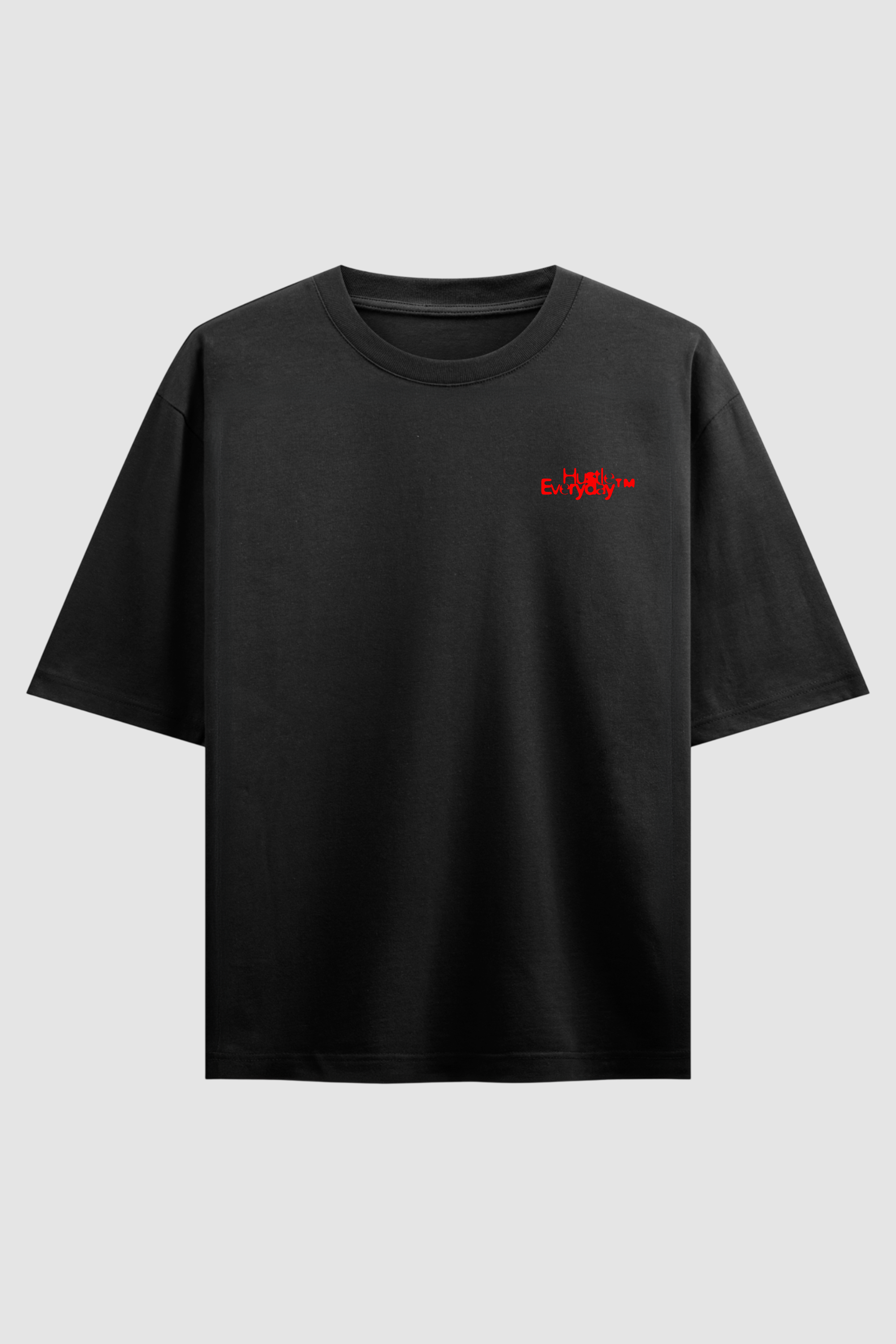 Hustle Everyday Black Oversized T-Shirt | 240 GSM French Terry Cotton Graphic Tee
