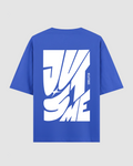 Just Me Blue Oversized T-Shirt | 240 GSM French Terry Cotton Graphic Tee
