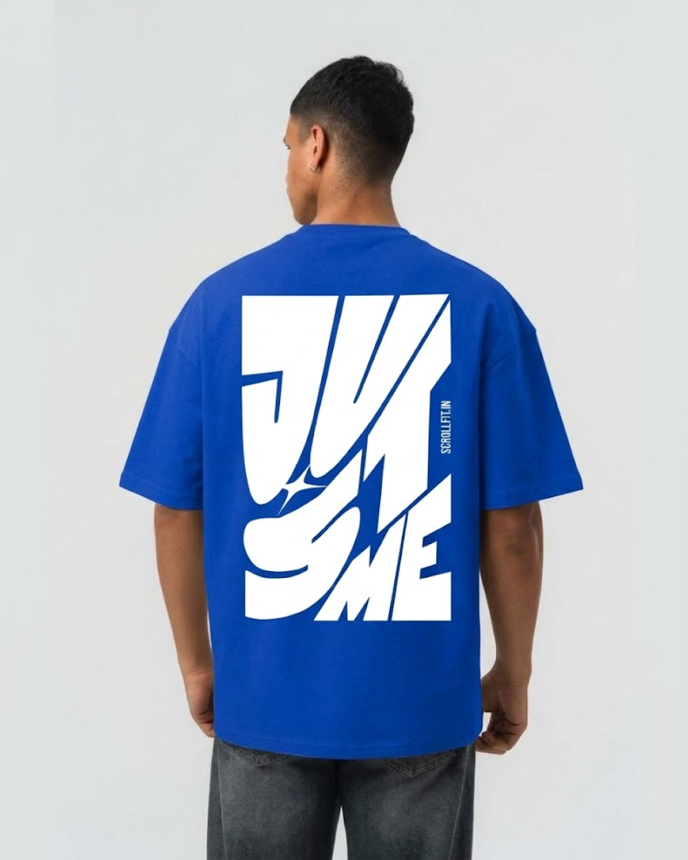 Just Me Blue Oversized T-Shirt | 240 GSM French Terry Cotton Graphic Tee