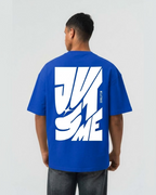 Just Me Blue Oversized T-Shirt | 240 GSM French Terry Cotton Graphic Tee