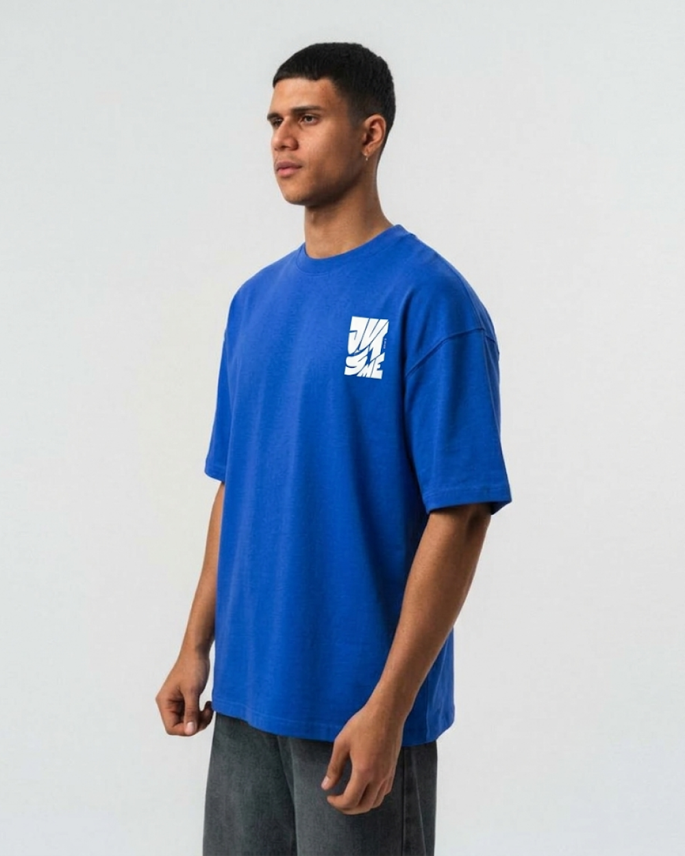 Just Me Blue Oversized T-Shirt | 240 GSM French Terry Cotton Graphic Tee
