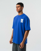 Just Me Blue Oversized T-Shirt | 240 GSM French Terry Cotton Graphic Tee