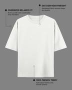 Leave Nothing But Footprints White Oversized Tee | 240 GSM French Terry Cotton Graphic Tee