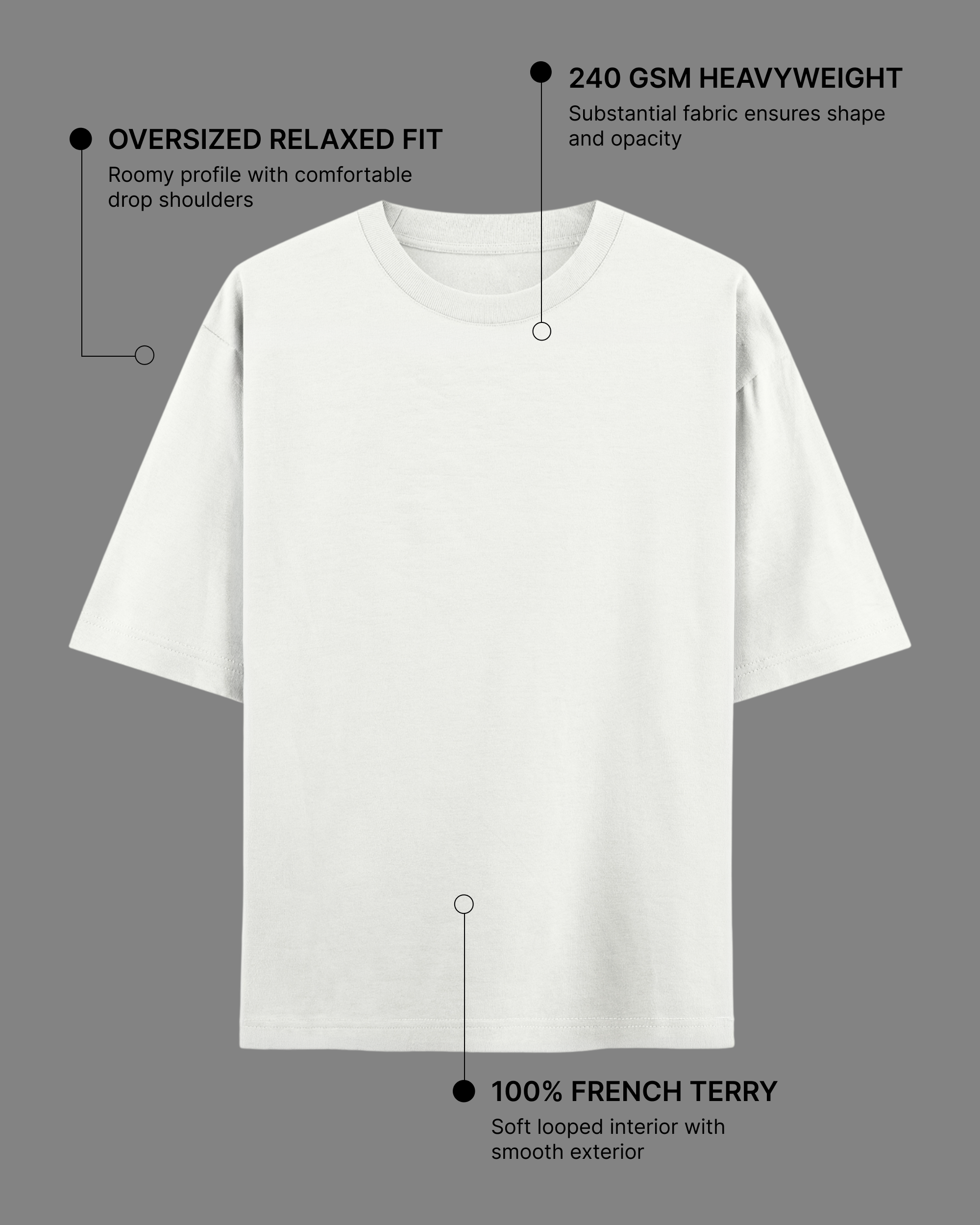 Leave Nothing But Footprints Off-White Oversized Tee | 240 GSM French Terry Cotton Graphic Tee