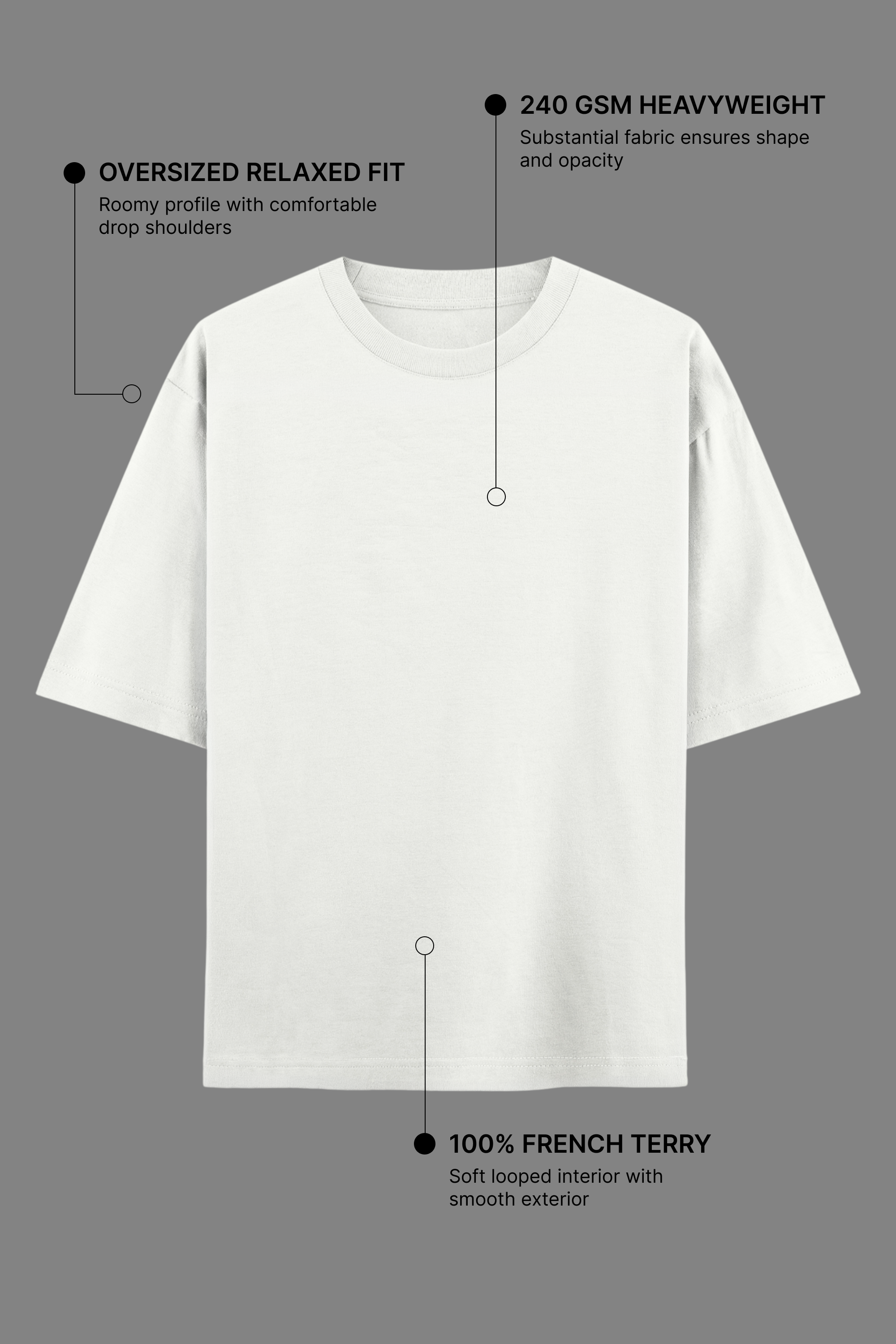 Leave Nothing But Footprints Off-White Oversized Tee | 240 GSM Cotton Graphic Tee