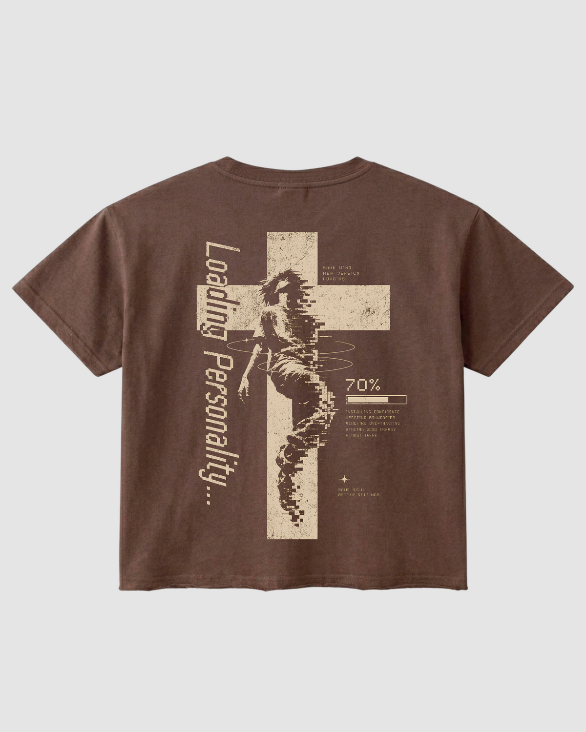 Loading Personality Boxy Fit T-Shirt | 240 GSM French Terry Cotton Brown Graphic Tee