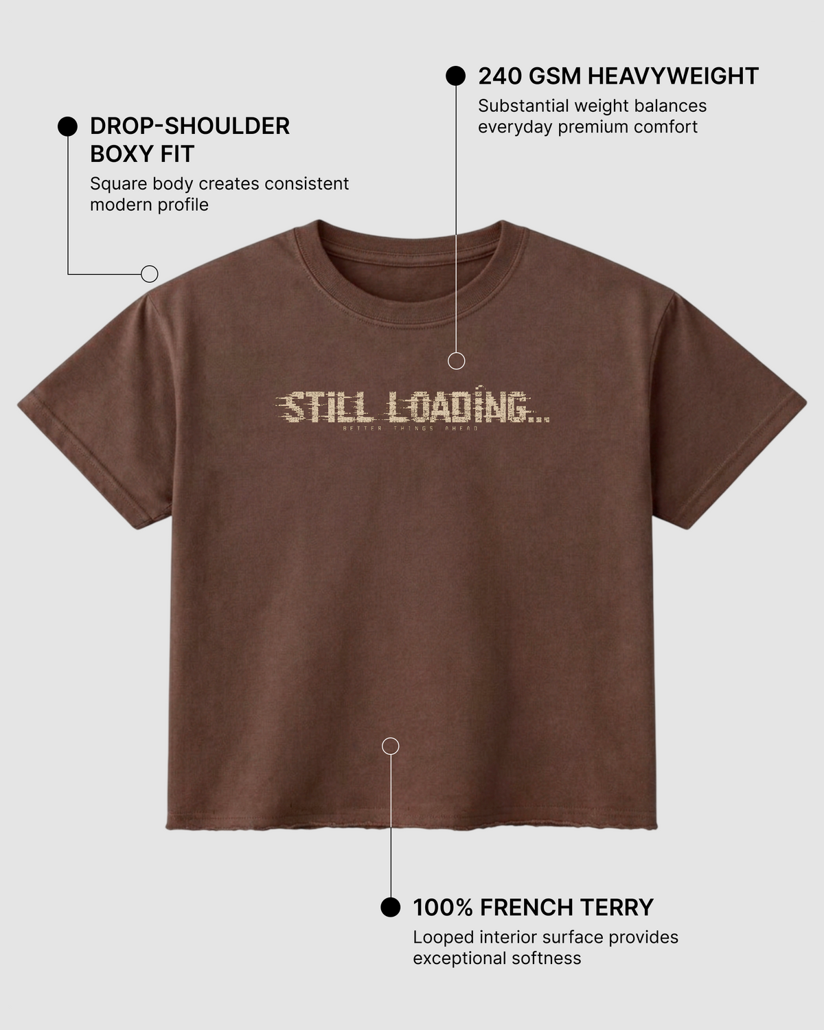 Loading Personality Boxy Fit T-Shirt | 240 GSM French Terry Cotton Brown Graphic Tee