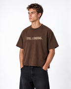 Loading Personality Boxy Fit T-Shirt | 240 GSM French Terry Cotton Brown Graphic Tee
