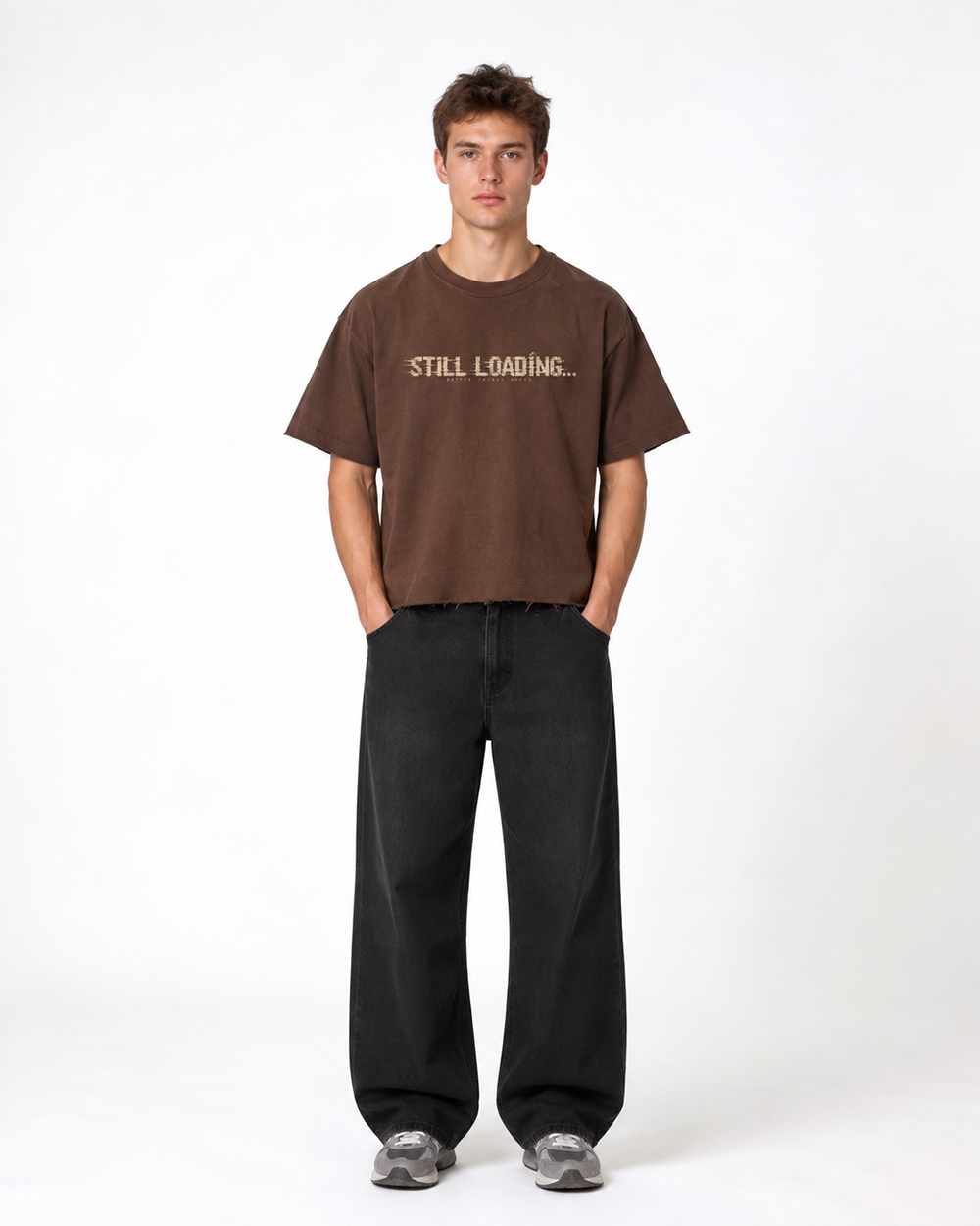 Loading Personality Boxy Fit T-Shirt | 240 GSM French Terry Cotton Brown Graphic Tee