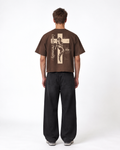 Loading Personality Boxy Fit T-Shirt | 240 GSM French Terry Cotton Brown Graphic Tee
