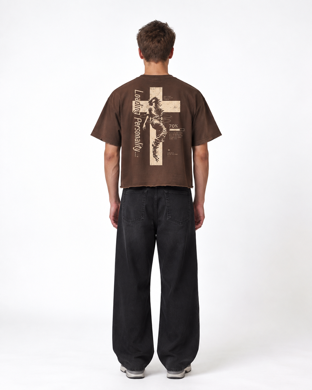 Loading Personality Boxy Fit T-Shirt | 240 GSM French Terry Cotton Brown Graphic Tee
