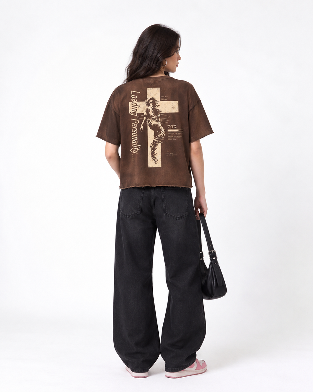 Loading Personality Boxy Fit T-Shirt | 240 GSM French Terry Cotton Brown Graphic Tee