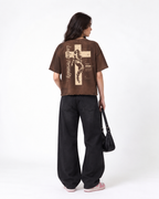Loading Personality Boxy Fit T-Shirt | 240 GSM French Terry Cotton Brown Graphic Tee