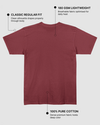 Maroon Regular Fit T-Shirt | 180 GSM 100% Cotton Everyday Tee