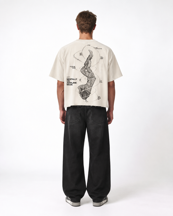 Airplane Mode Boxy Fit T-Shirt | 240 GSM French Terry Cotton Off-White Graphic Tee