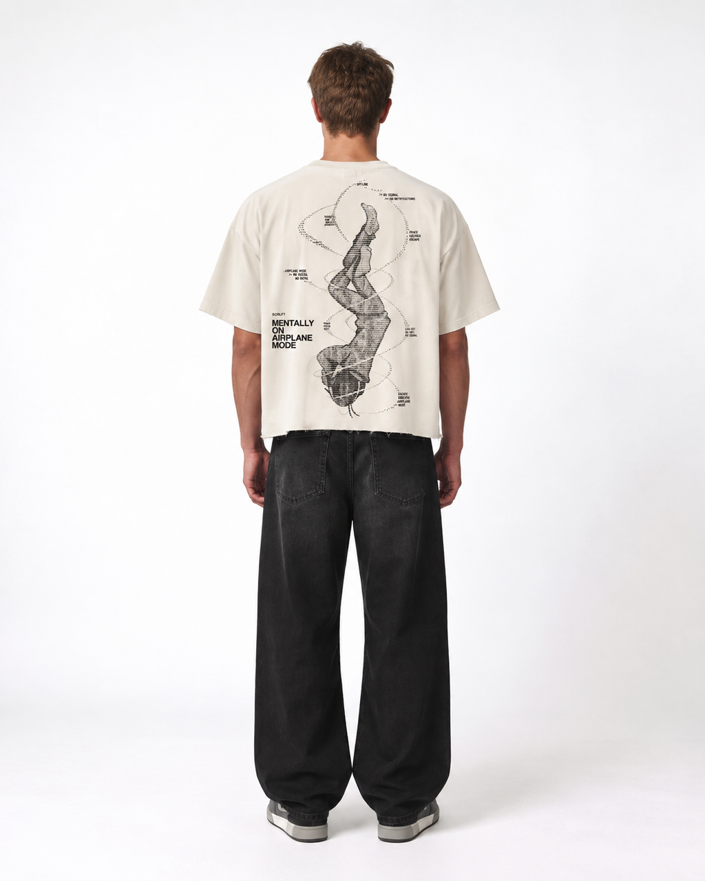 Airplane Mode Boxy Fit T-Shirt | 240 GSM French Terry Cotton Off-White Graphic Tee