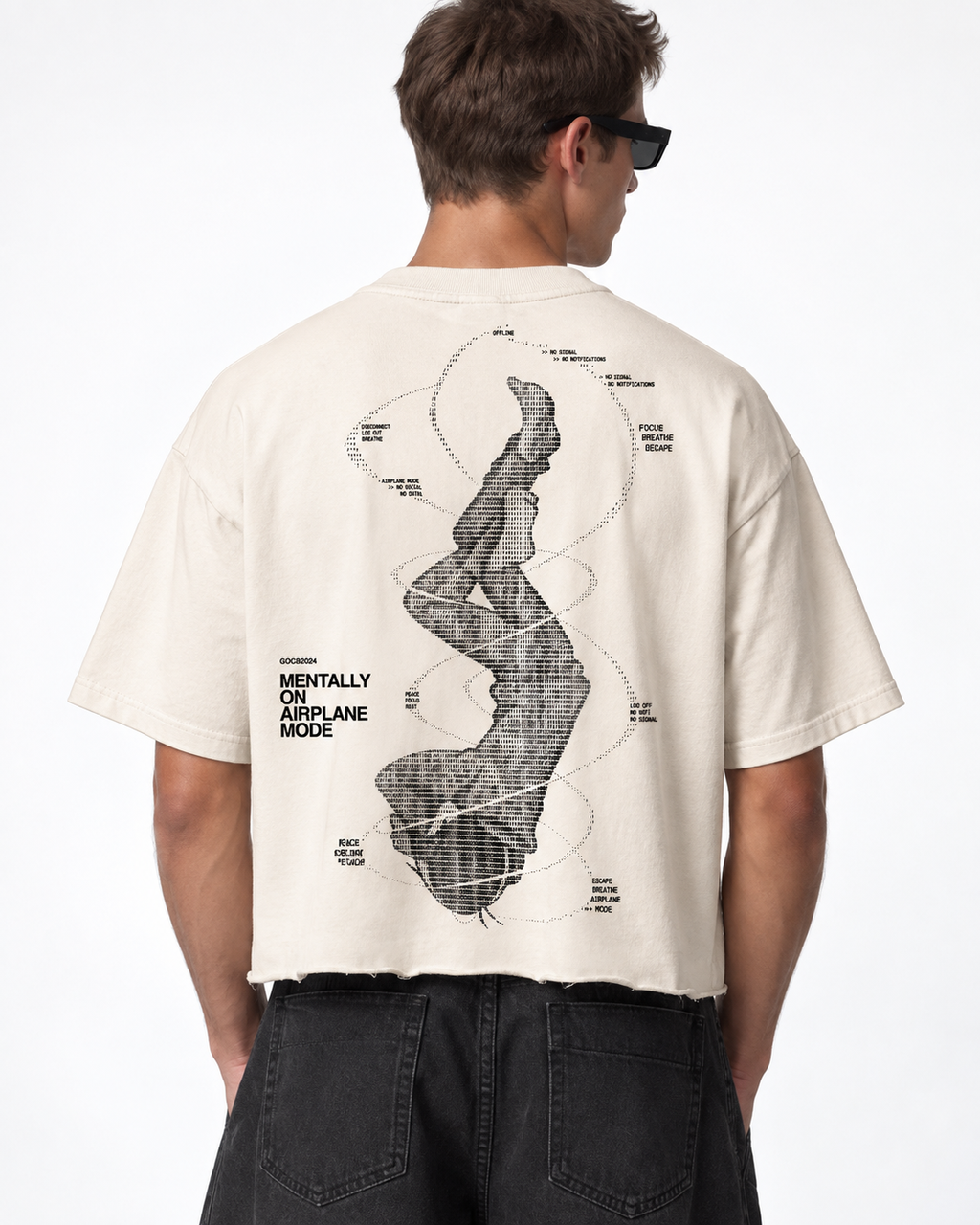 Airplane Mode Boxy Fit T-Shirt | 240 GSM French Terry Cotton Off-White Graphic Tee