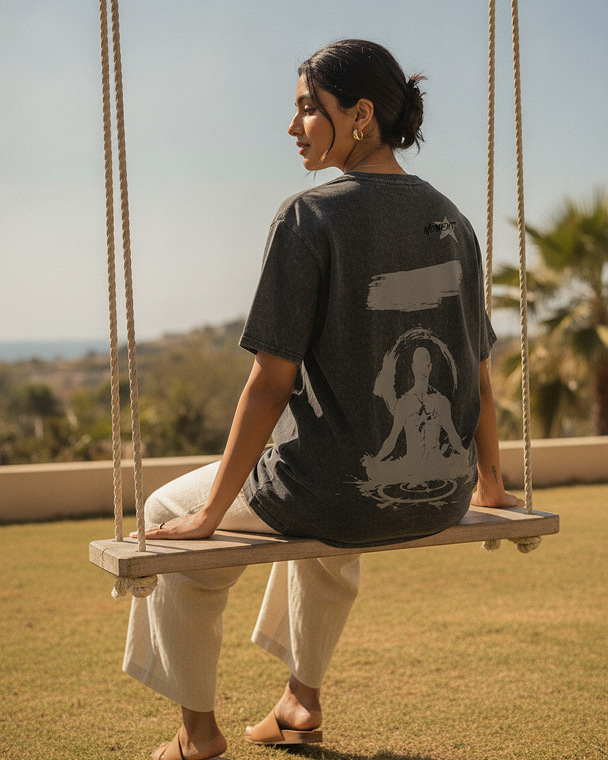 Mindful Moments Acid Wash Oversized T-Shirt | 240 GSM French Terry Cotton Graphic Tee