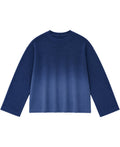 Blue Ombré Waffle Knit Oversized Full-Sleeve Front Design