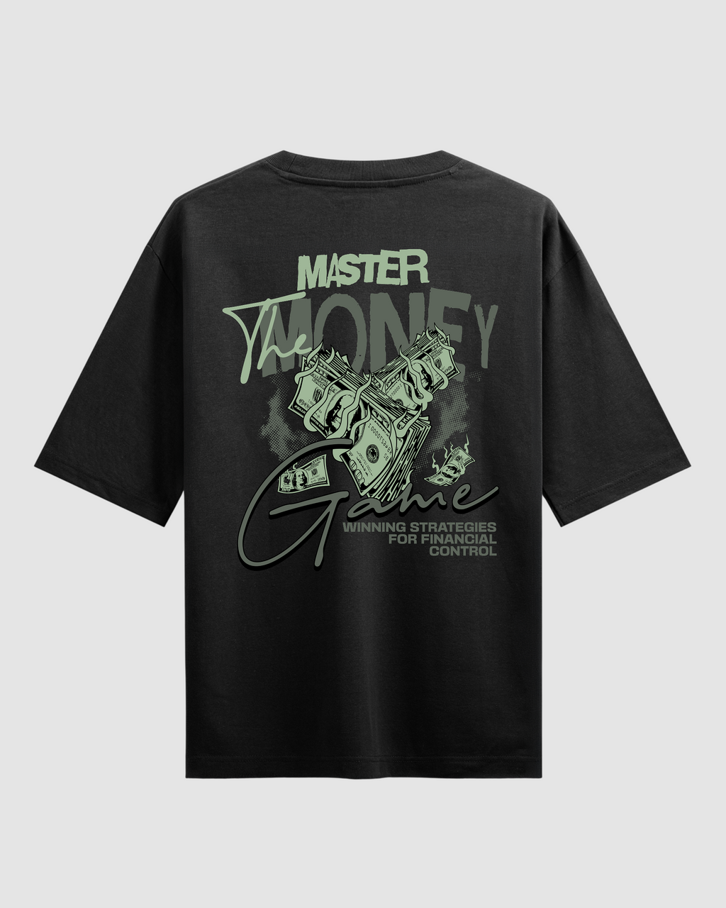 Money Game Black Oversized T-Shirt | 240 GSM French Terry Cotton Graphic Tee