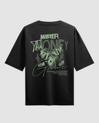 Money Game Black Oversized T-Shirt | 240 GSM French Terry Cotton Graphic Tee
