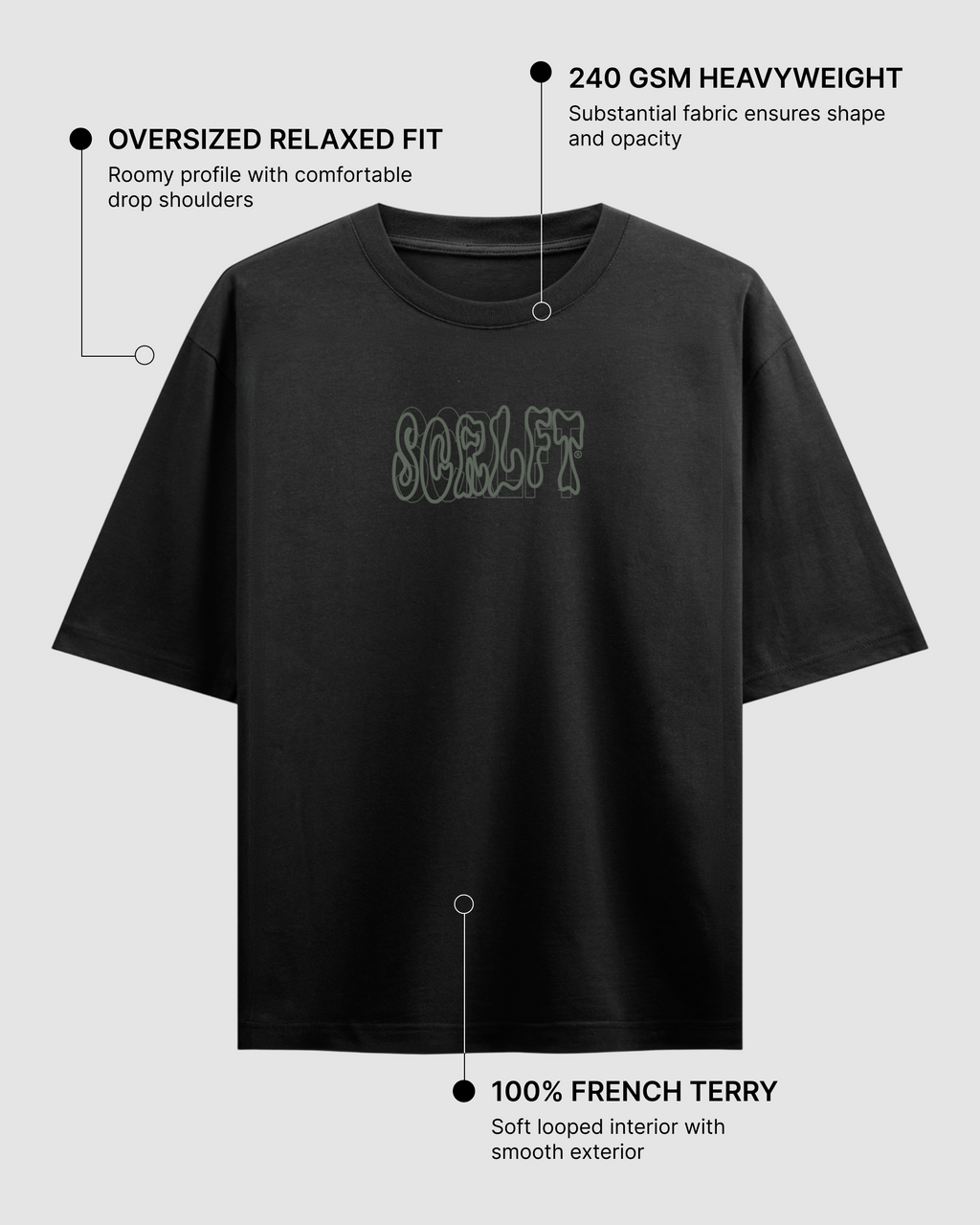 Money Game Black Oversized T-Shirt | 240 GSM French Terry Cotton Graphic Tee