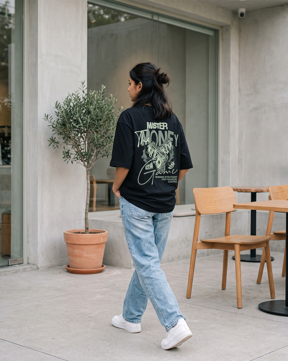Money Game Black Oversized T-Shirt | 240 GSM French Terry Cotton Graphic Tee