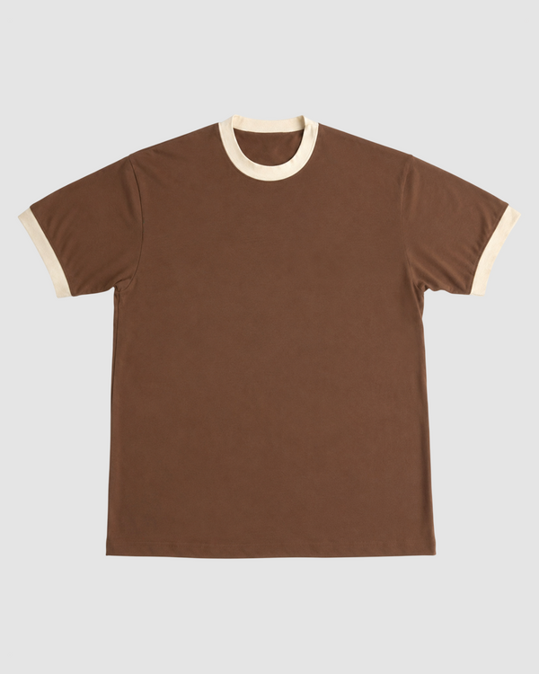Mousse & Cream Ringer T-Shirt | 220 GSM 96% Cotton Lycra Ringer Tee
