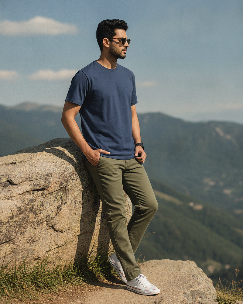 Navy Blue Regular Fit T-Shirt | 180 GSM 100% Cotton Everyday Tee