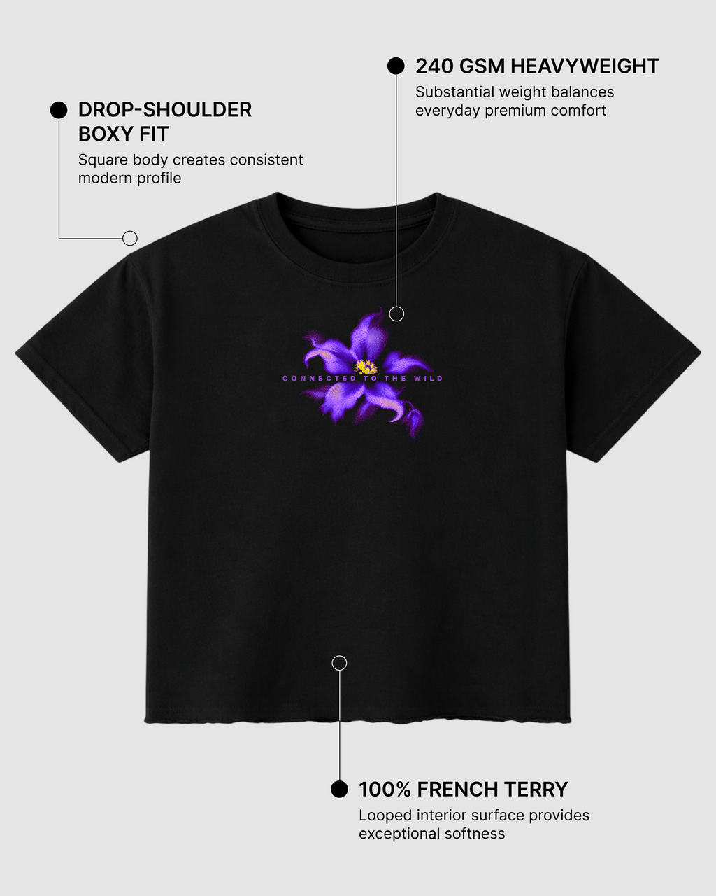 No WiFi, No Problem Boxy Fit T-Shirt | 240 GSM French Terry Cotton Black Graphic Tee