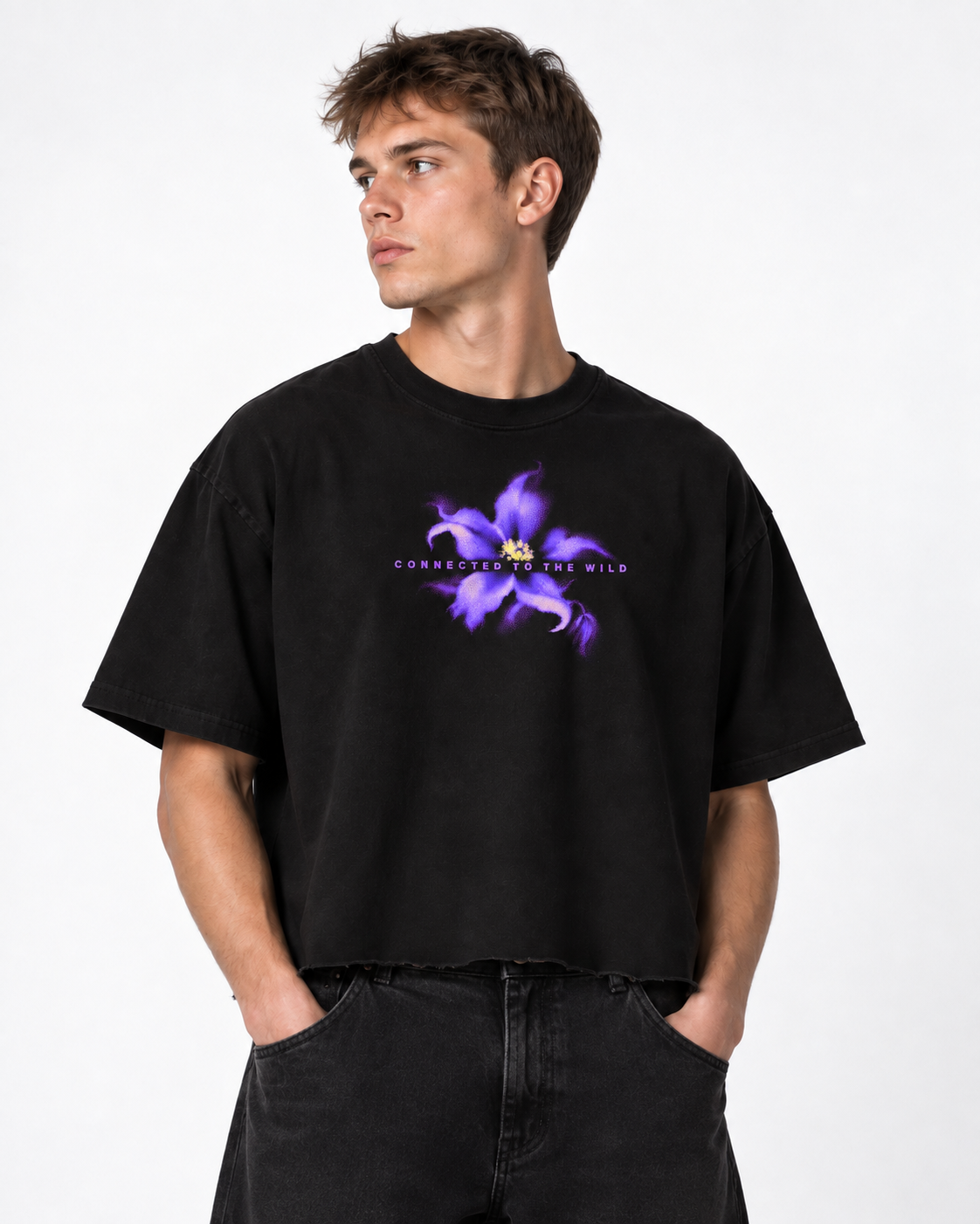 No WiFi, No Problem Boxy Fit T-Shirt | 240 GSM French Terry Cotton Black Graphic Tee