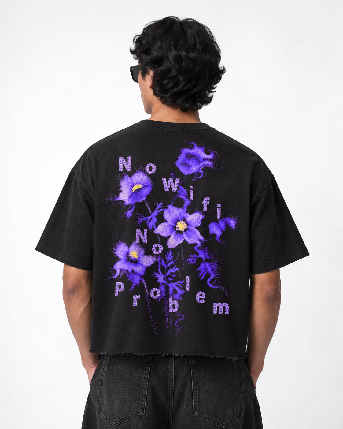 No WiFi, No Problem Boxy Fit T-Shirt | 240 GSM French Terry Cotton Black Graphic Tee