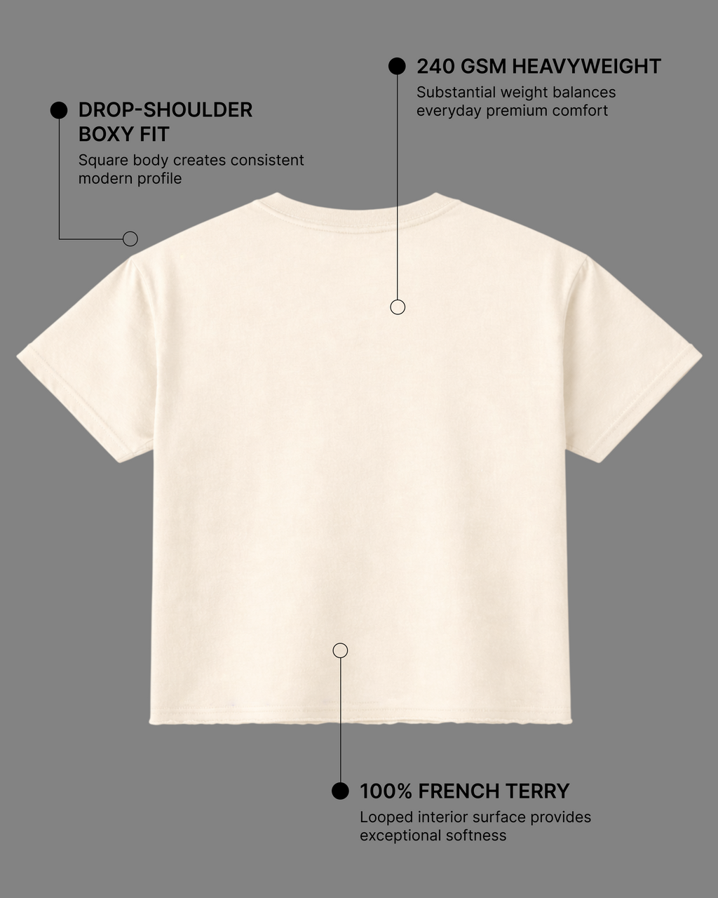 Off-White French Terry Boxy Fit T-Shirt | 240 GSM French Terry Cotton Boxy Fit Tee