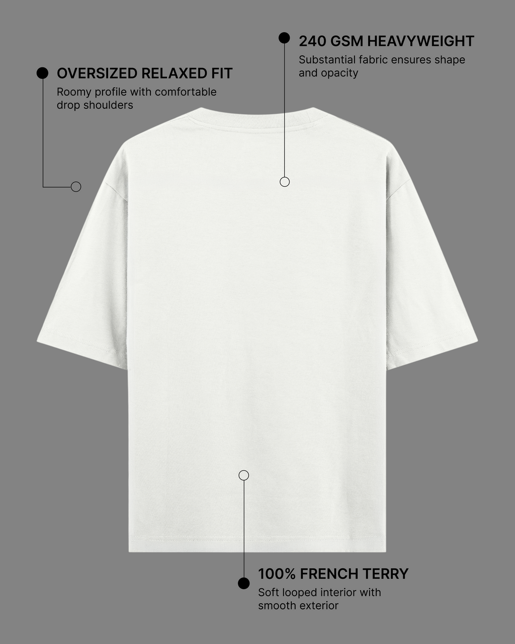 Off-White Oversized T-Shirt | 240 GSM French Terry Cotton Oversized Tee