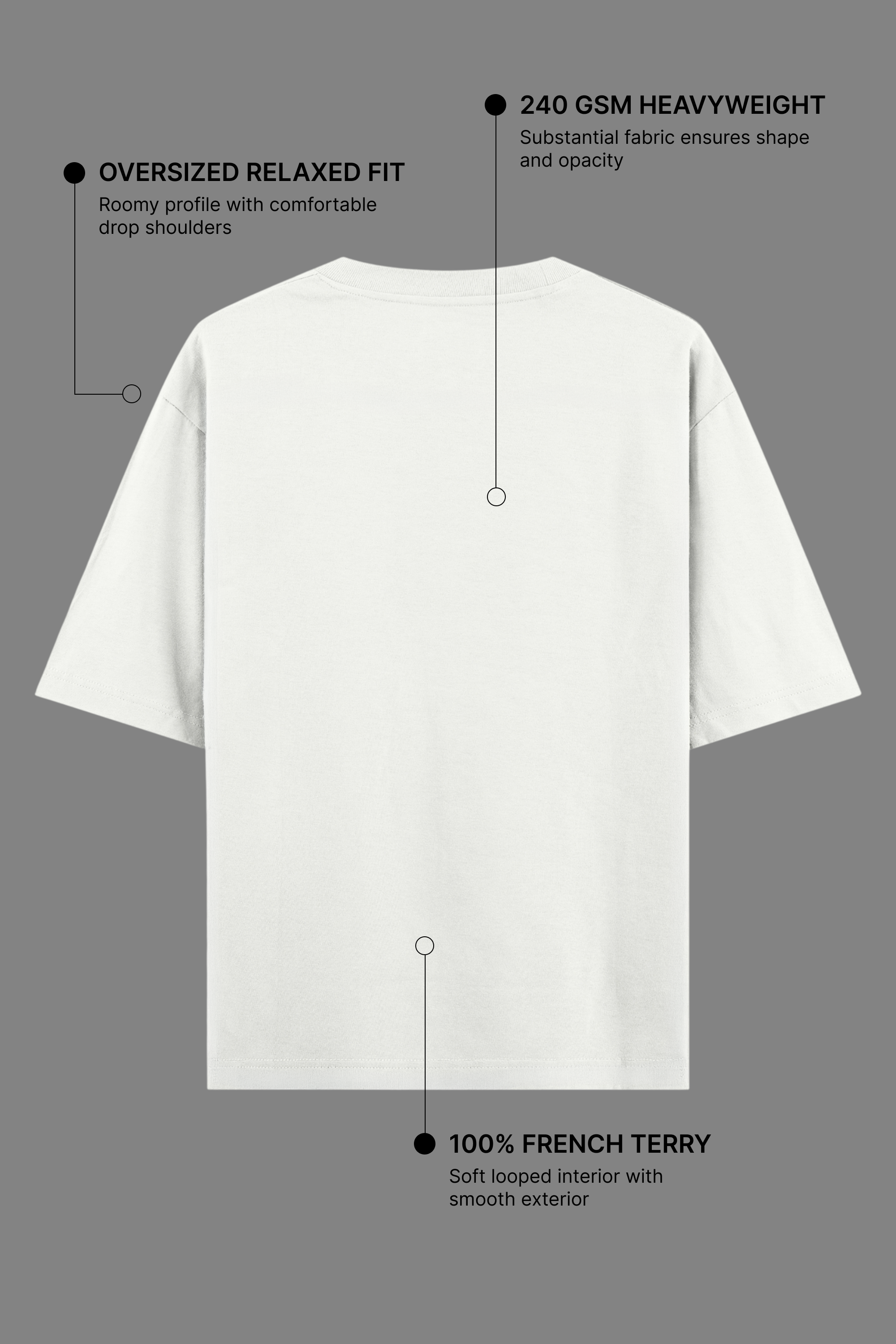 Off-White French Terry Oversized T-Shirt | 240 GSM Pure Cotton Tee