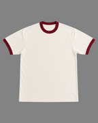 Off White & Maroon Ringer T-Shirt | 220 GSM 96% Cotton Lycra Ringer Tee